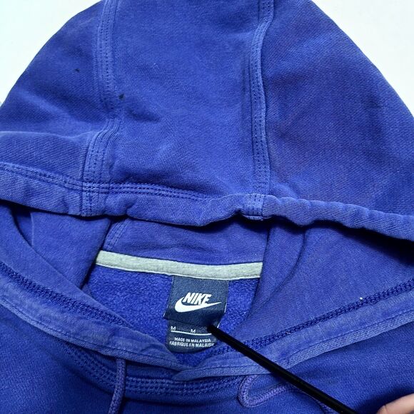 VTG Nike Hoodie Sweatshirt Blue Neon Green Center Swoosh Men's Medium - Picture 6 of 9